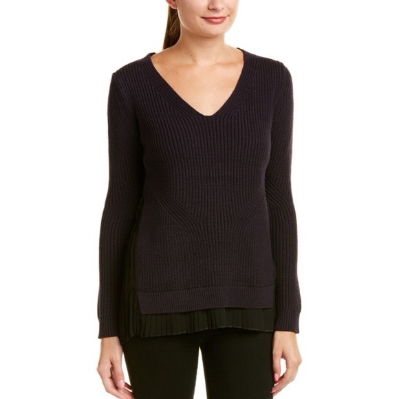 NWT French Connection Sweater | Sz S | Taurus Knits, Utility Blue & Black - Picture 2 of 6